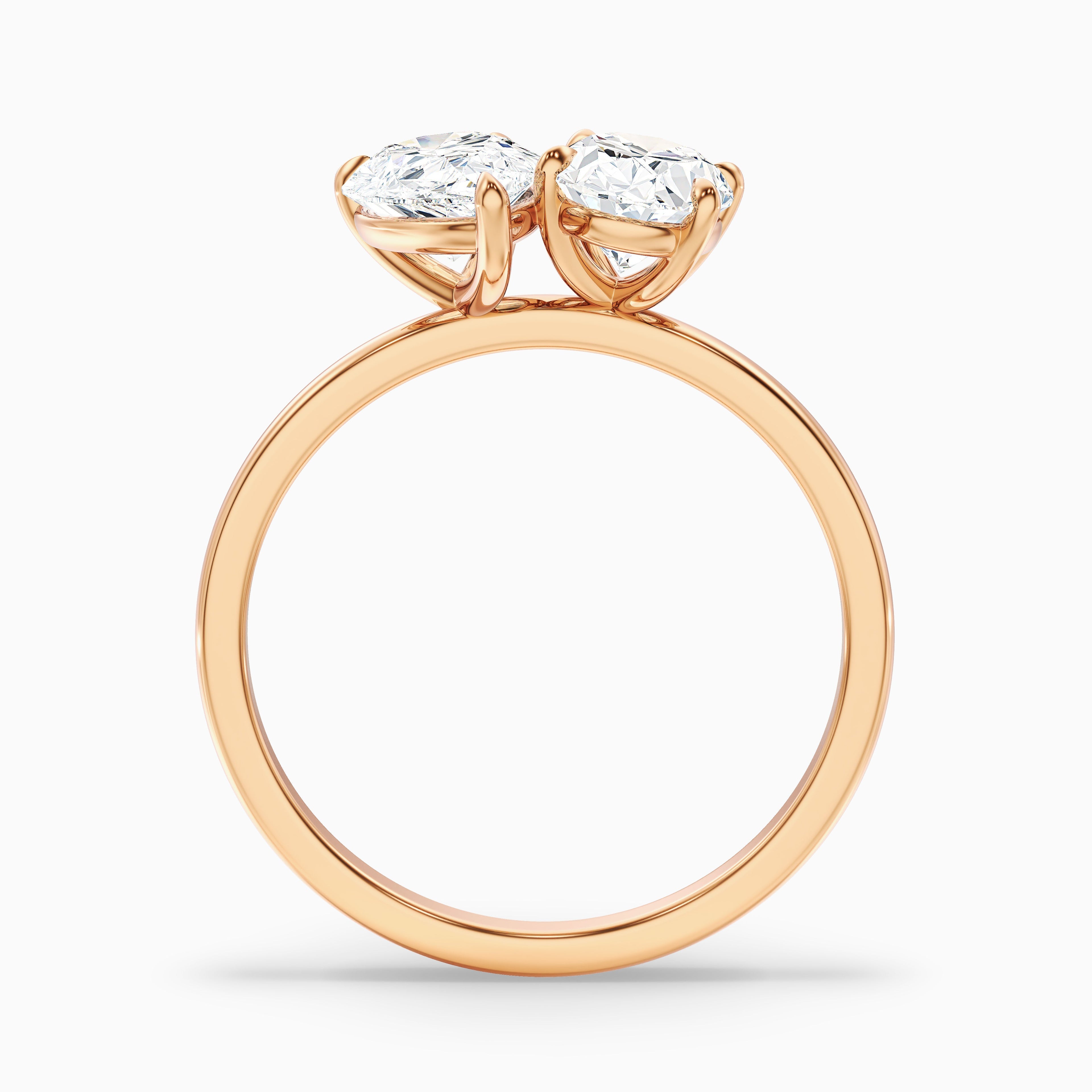 Nancy Toi Et Moi Ring in 10k Rose Gold With Pear and Oval Two Stone Lab Grown Diamond (2 Ct. Tw.)