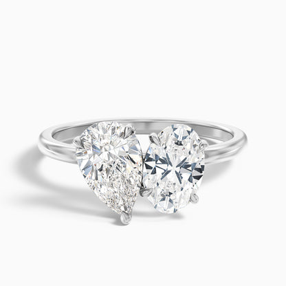 Nancy Toi Et Moi Ring in 925 Sterling Silver With Pear and Oval Two Stone Lab Grown Diamond (5 Ct. Tw.)