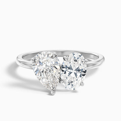 Nancy Toi Et Moi Ring in 10k Rose Gold With Pear and Oval Two Stone Lab Grown Diamond (2.5 Ct. Tw.)