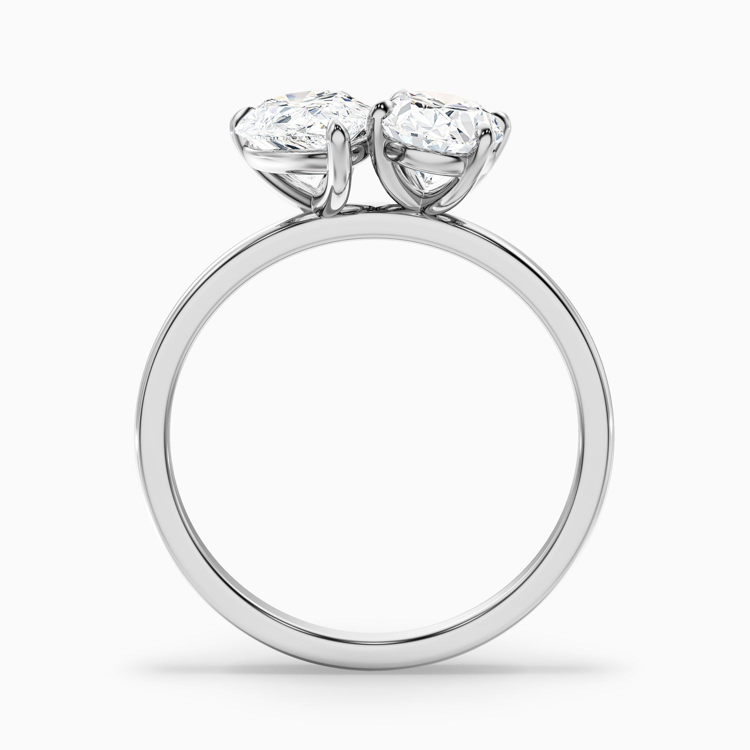 Nancy Toi Et Moi Ring in 925 Sterling Silver With Pear and Oval Two Stone Moissanite Diamond (2 Ct. Tw.)