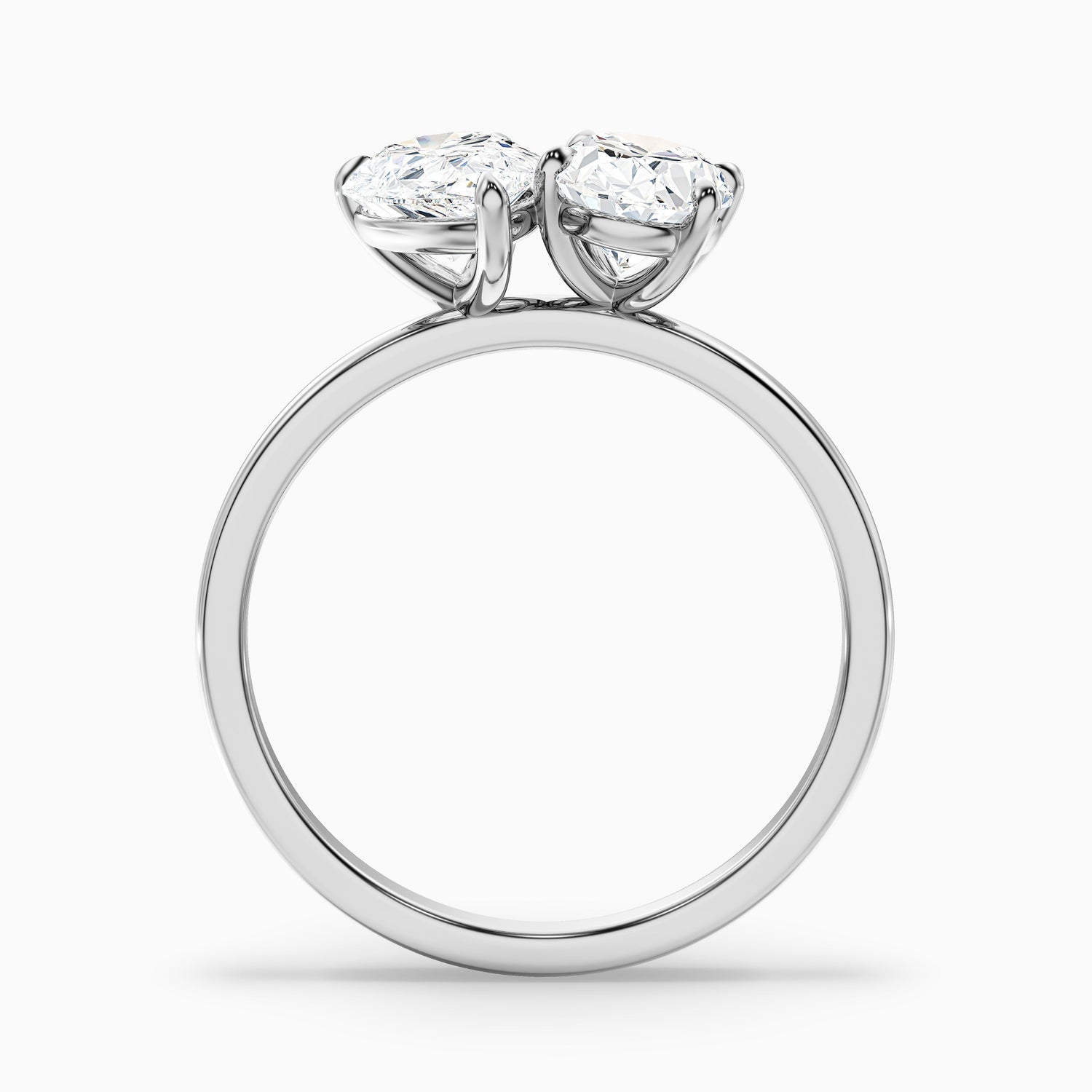 Nancy Toi Et Moi Ring in Platinum With Pear and Oval Two Stone Moissanite Diamond (4.5 Ct. Tw.)