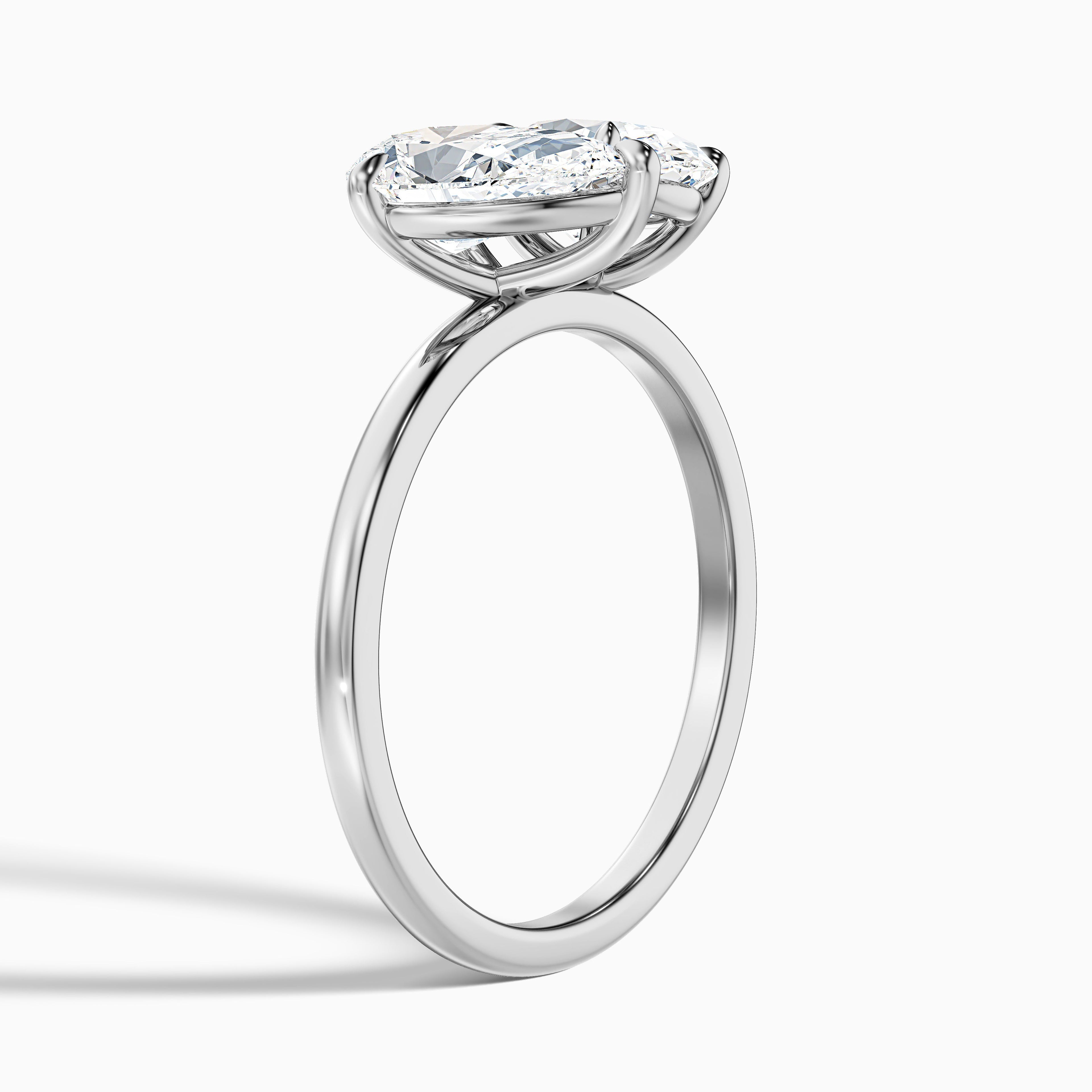 Nancy Toi Et Moi Ring in 14k White Gold With Pear and Oval Two Stone Moissanite Diamond (3 Ct. Tw.)