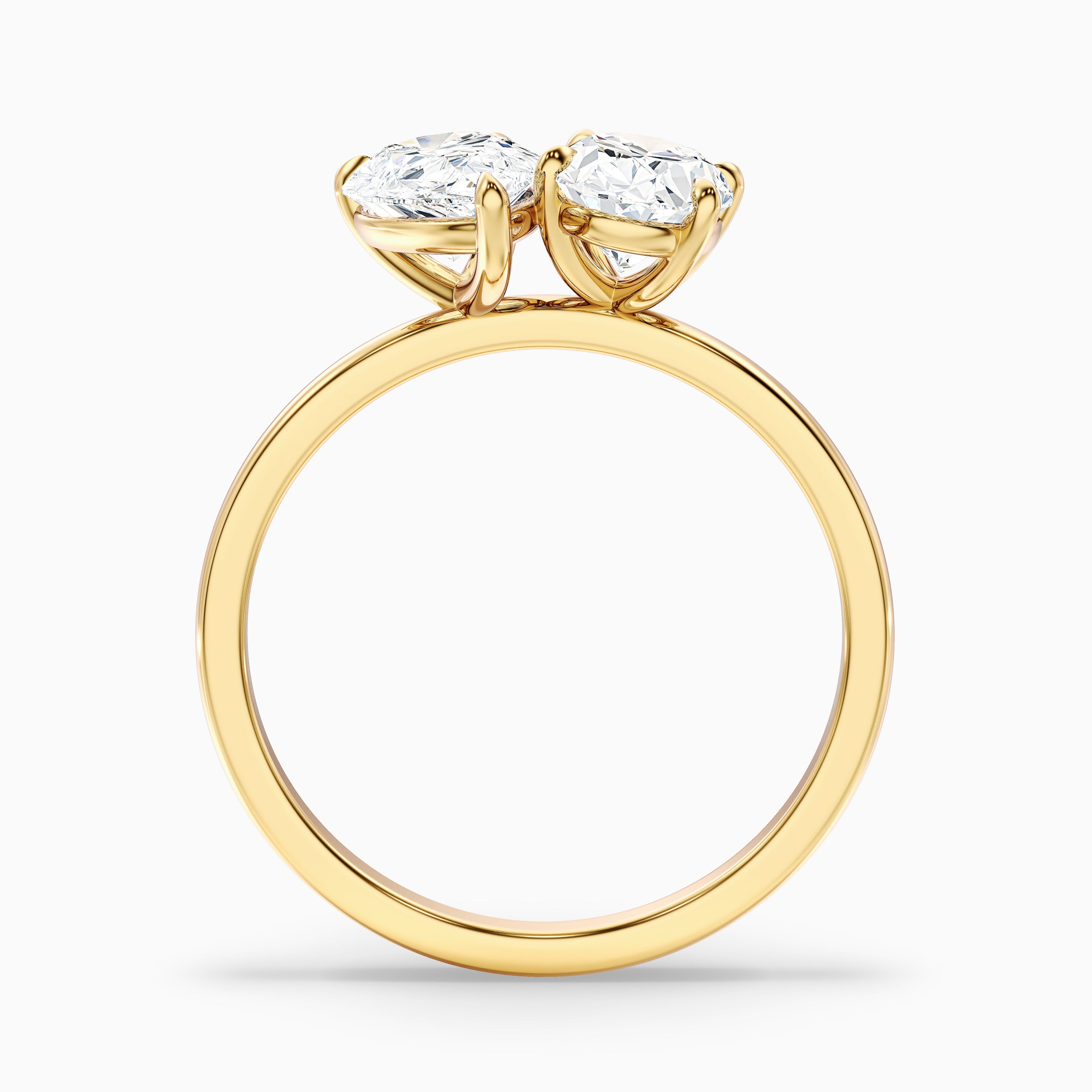 Nancy Toi Et Moi Ring in 14k Yellow Gold With Pear and Oval Two Stone Moissanite Diamond (1 Ct. Tw.)