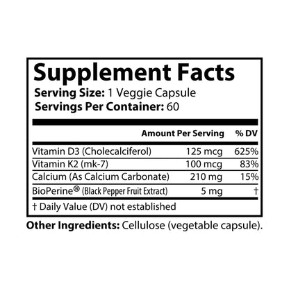 Nutrak Vitamin K2 + D3 Supplement (60 Capsules)