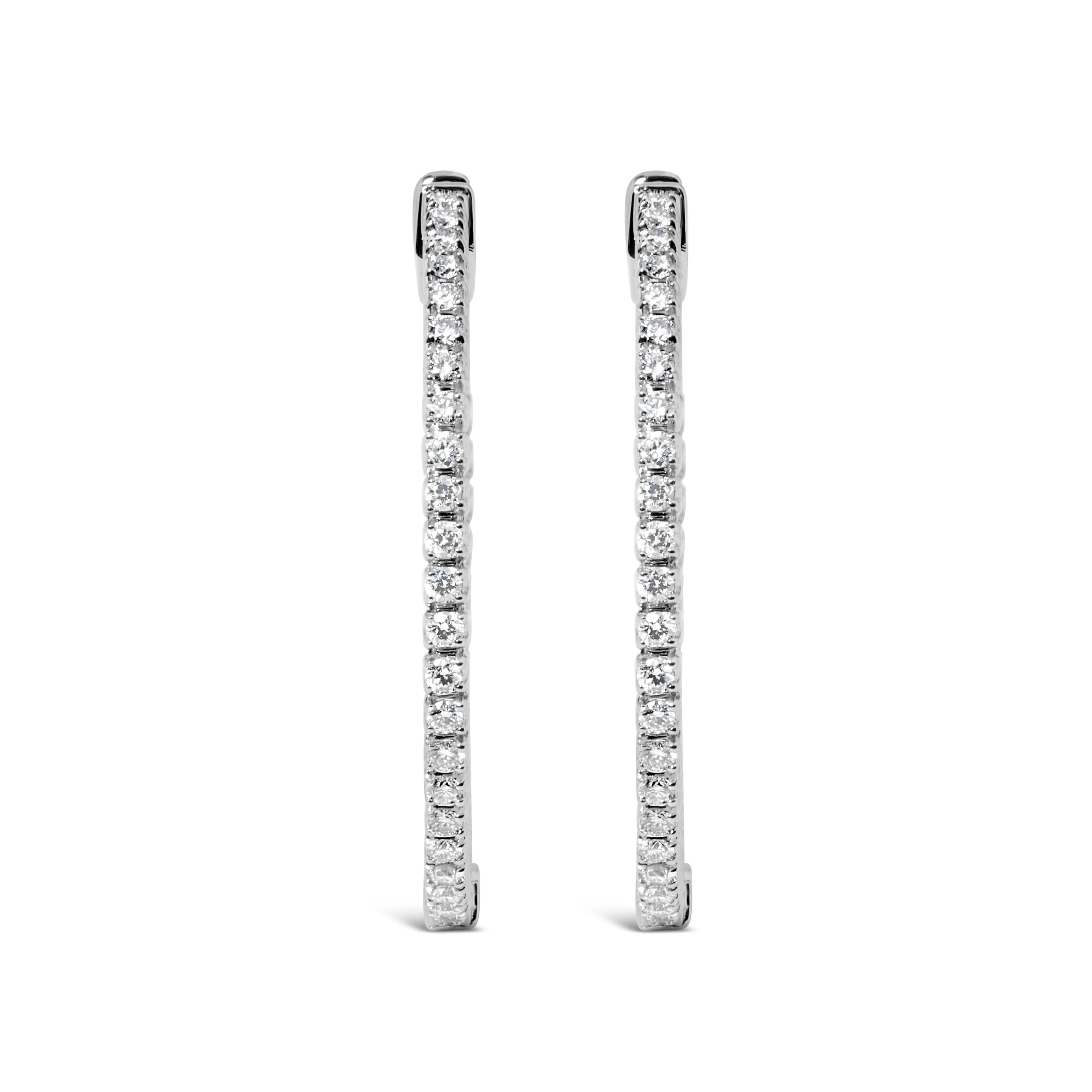 14K White Gold 1 1/2 Cttw Lab Grown Diamond Inside Out Hoop Earrings (G-H Color, VS2-SI1 Clarity) by Bids.com