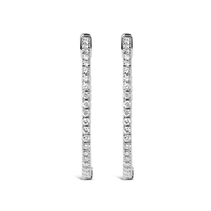 14K White Gold 1 1/2 Cttw Lab Grown Diamond Inside Out Hoop Earrings (G-H Color, VS2-SI1 Clarity) by Bids.com