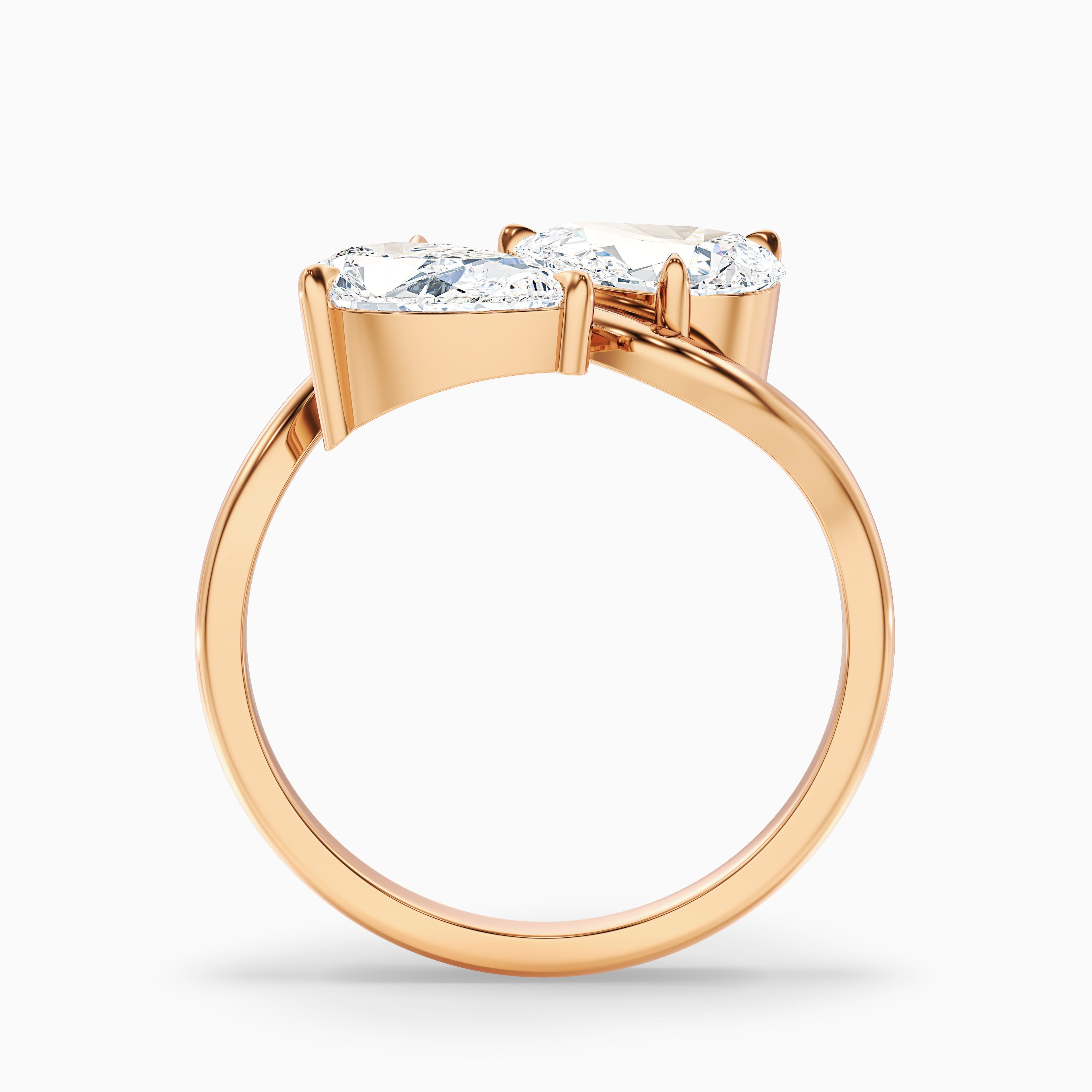 Paula Toi Et Moi Ring in 18k Rose Gold With Both Pear Two Stone Lab Grown Diamond (3 Ct. Tw.)