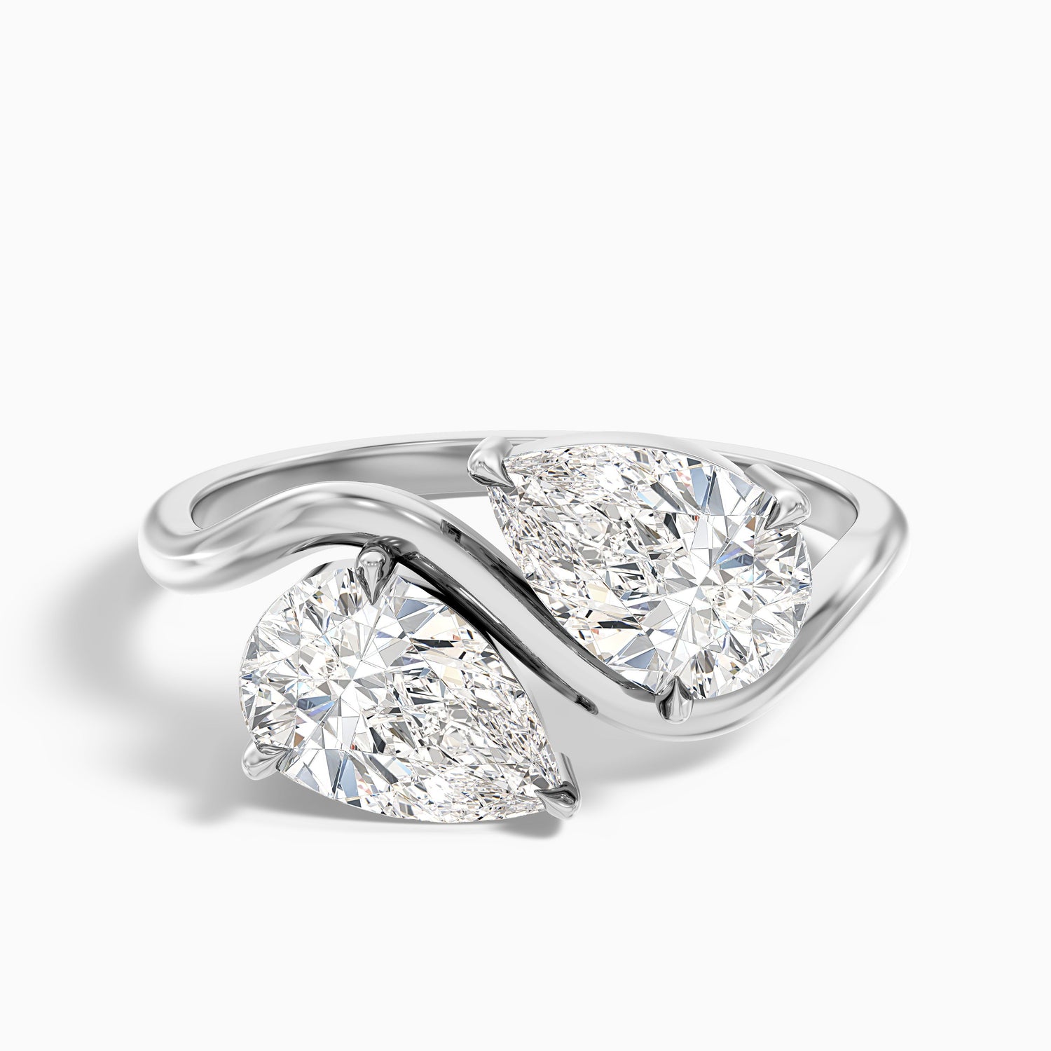 Paula Toi Et Moi Ring in 10k White Gold With Both Pear Two Stone Lab Grown Diamond (3 Ct. Tw.)