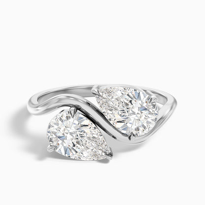 Paula Toi Et Moi Ring in 10k White Gold With Both Pear Two Stone Moissanite Diamond (1.5 Ct. Tw.)
