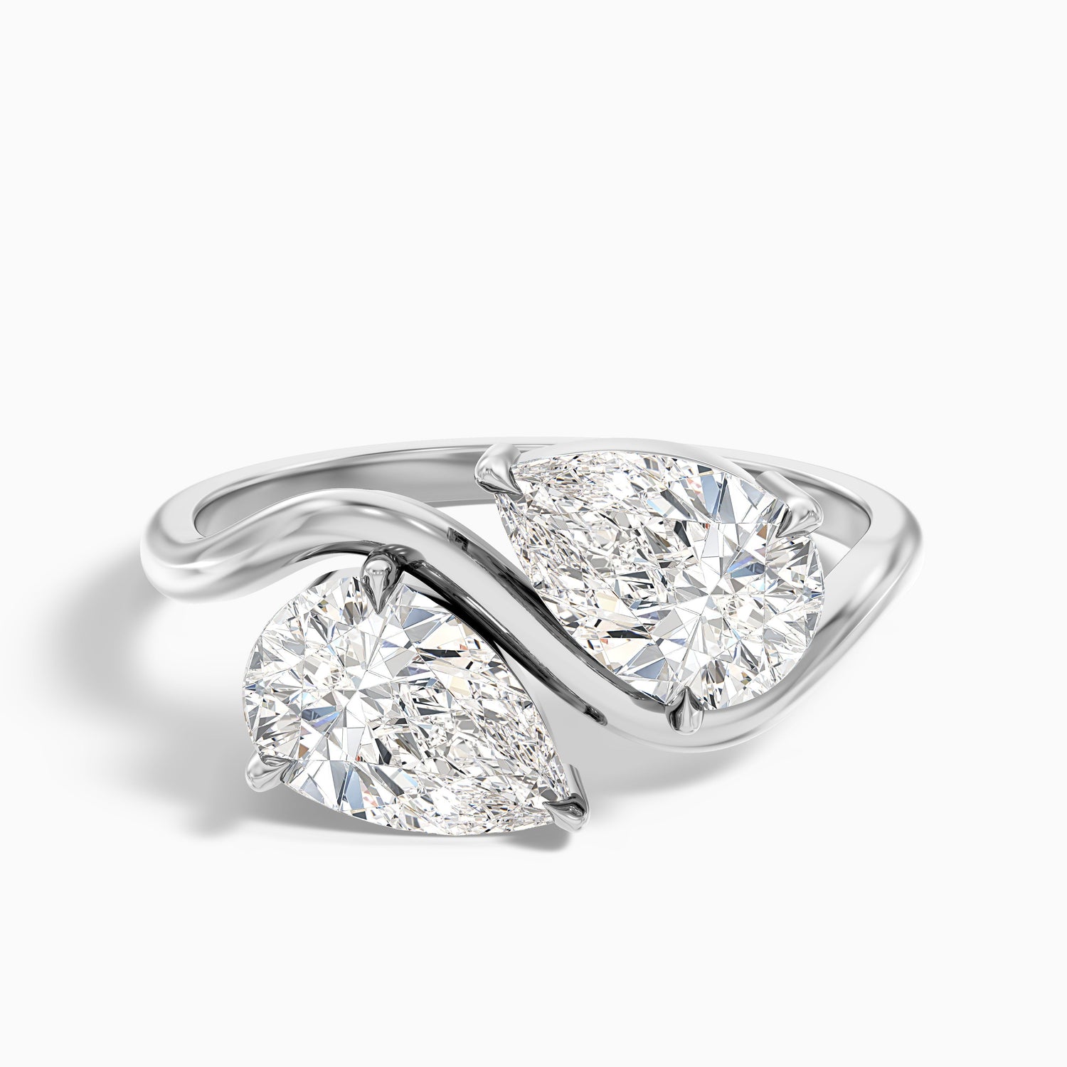 Paula Toi Et Moi Ring in 925 Sterling Silver With Both Pear Two Stone Lab Grown Diamond (3 Ct. Tw.)