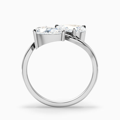 Paula Toi Et Moi Ring in 14k White Gold With Both Pear Two Stone Moissanite Diamond (2 Ct. Tw.)