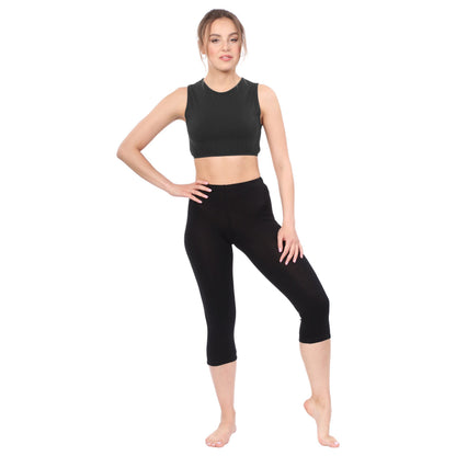 Modest Neck Cropped Layering Shell - Cotton Spandex Sleeveless Tank by Kosher Casual USA