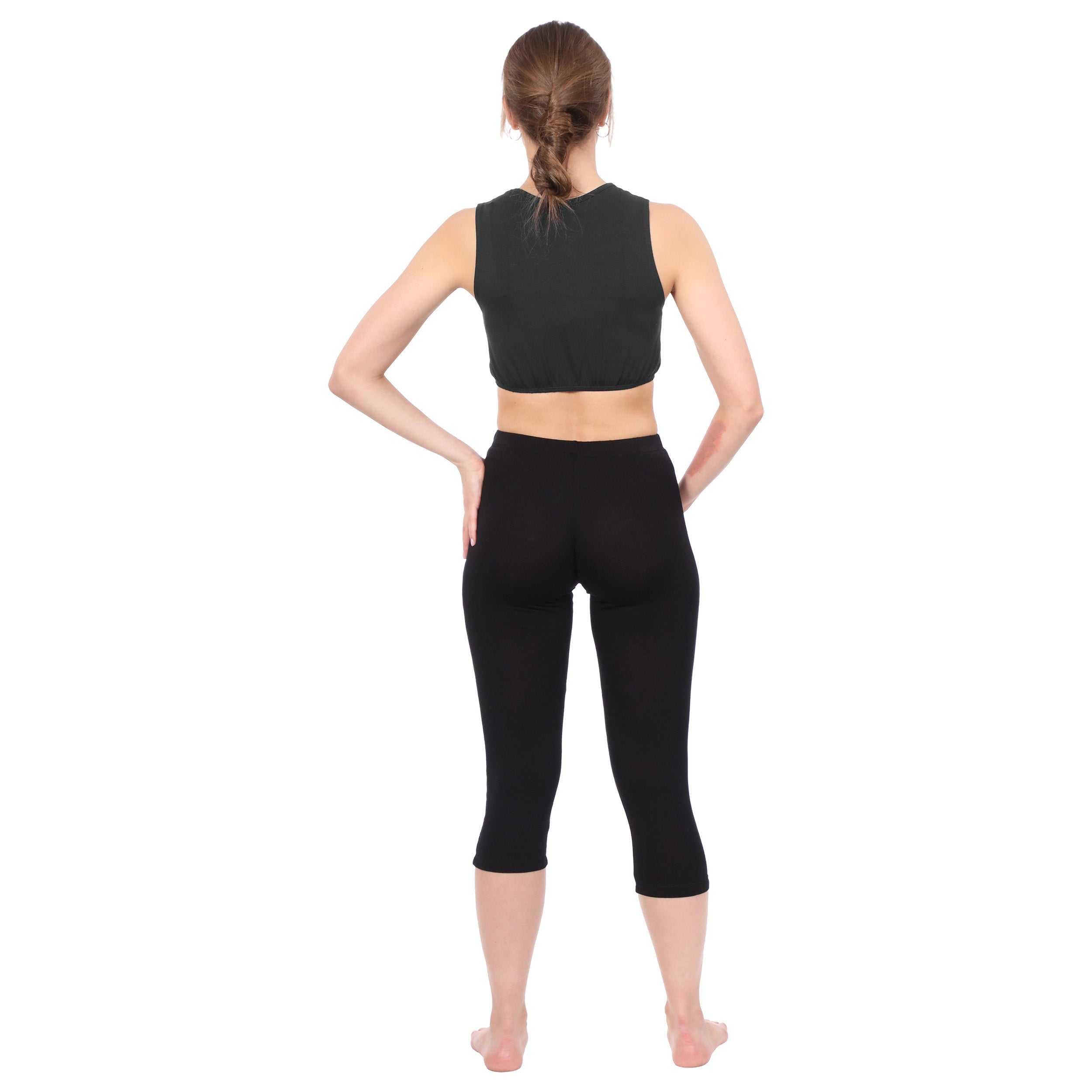 Modest Neck Cropped Layering Shell - Cotton Spandex Sleeveless Tank by Kosher Casual USA