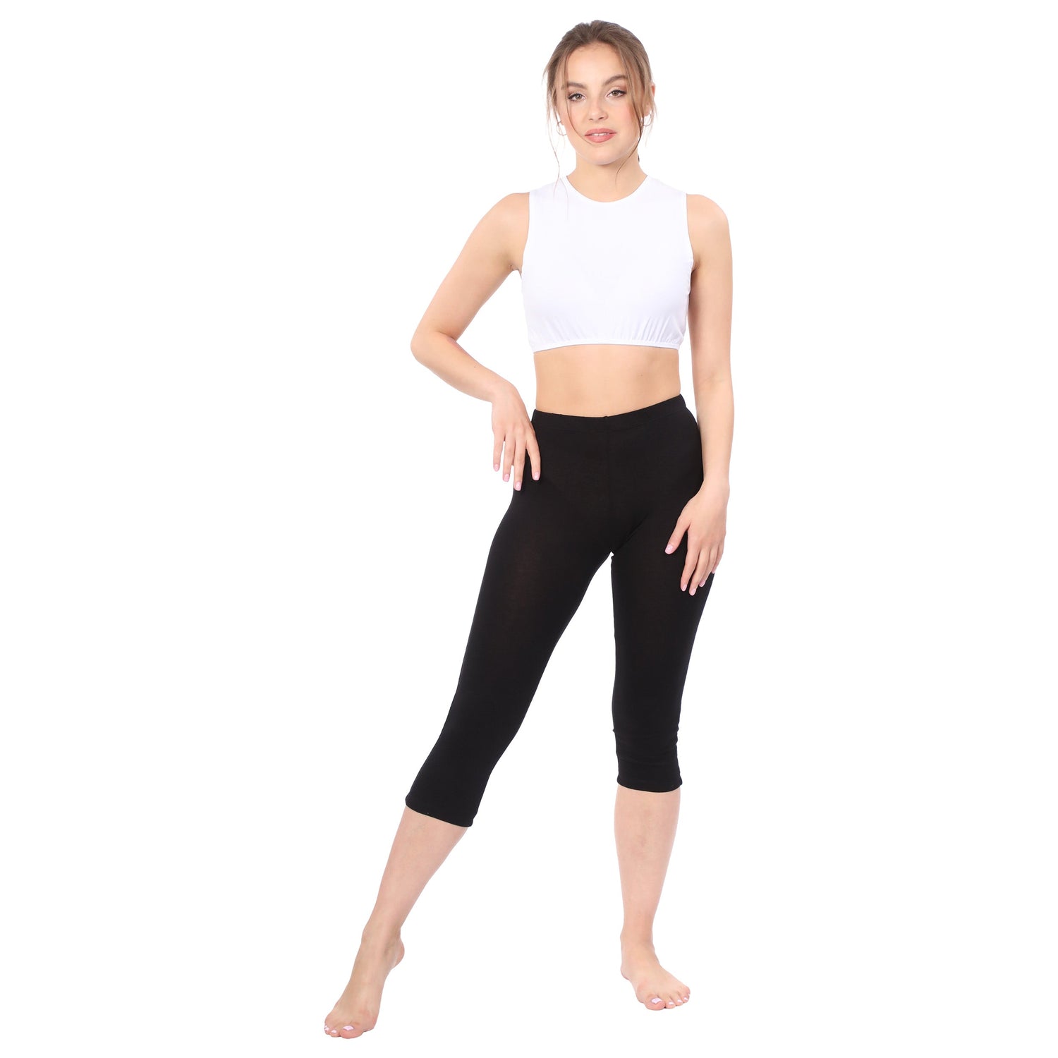 Modest Neck Cropped Layering Shell - Cotton Spandex Sleeveless Tank by Kosher Casual USA