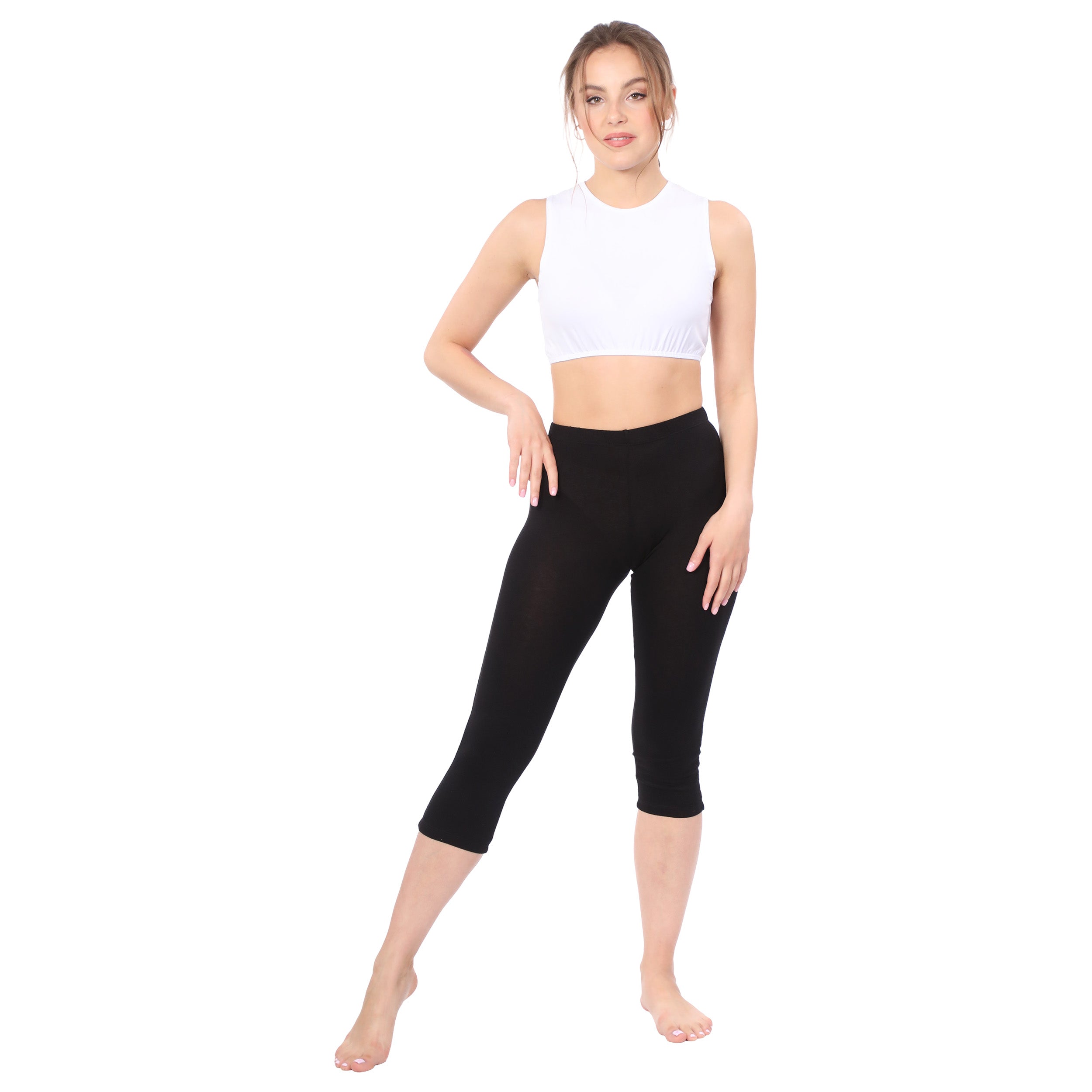 Modest Neck Cropped Layering Shell - Cotton Spandex Sleeveless Tank by Kosher Casual USA