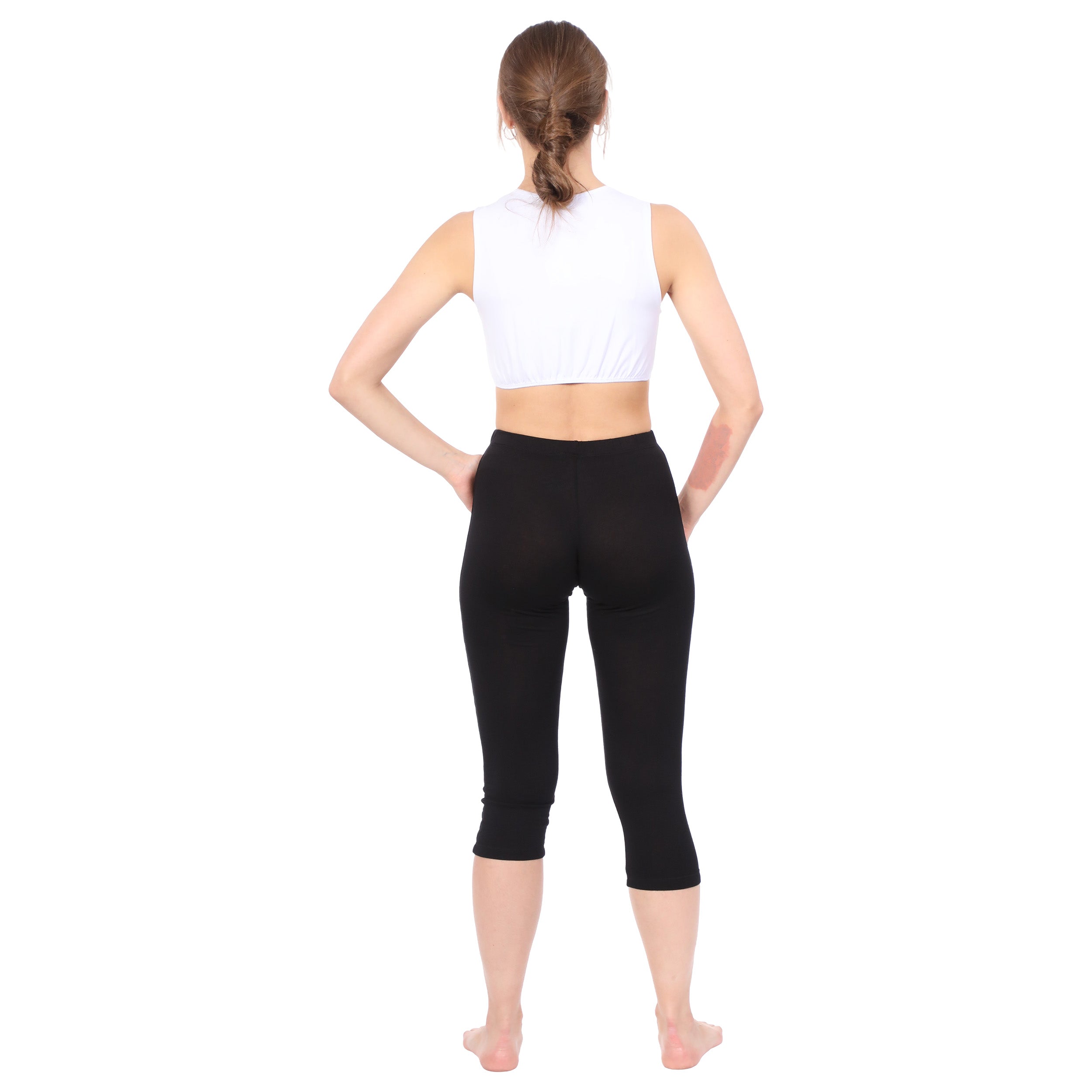Modest Neck Cropped Layering Shell - Cotton Spandex Sleeveless Tank by Kosher Casual USA