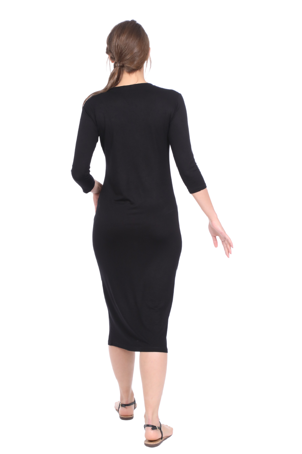 Modest Layering Dress with 3/4 Sleeves and No Slits by Kosher Casual USA
