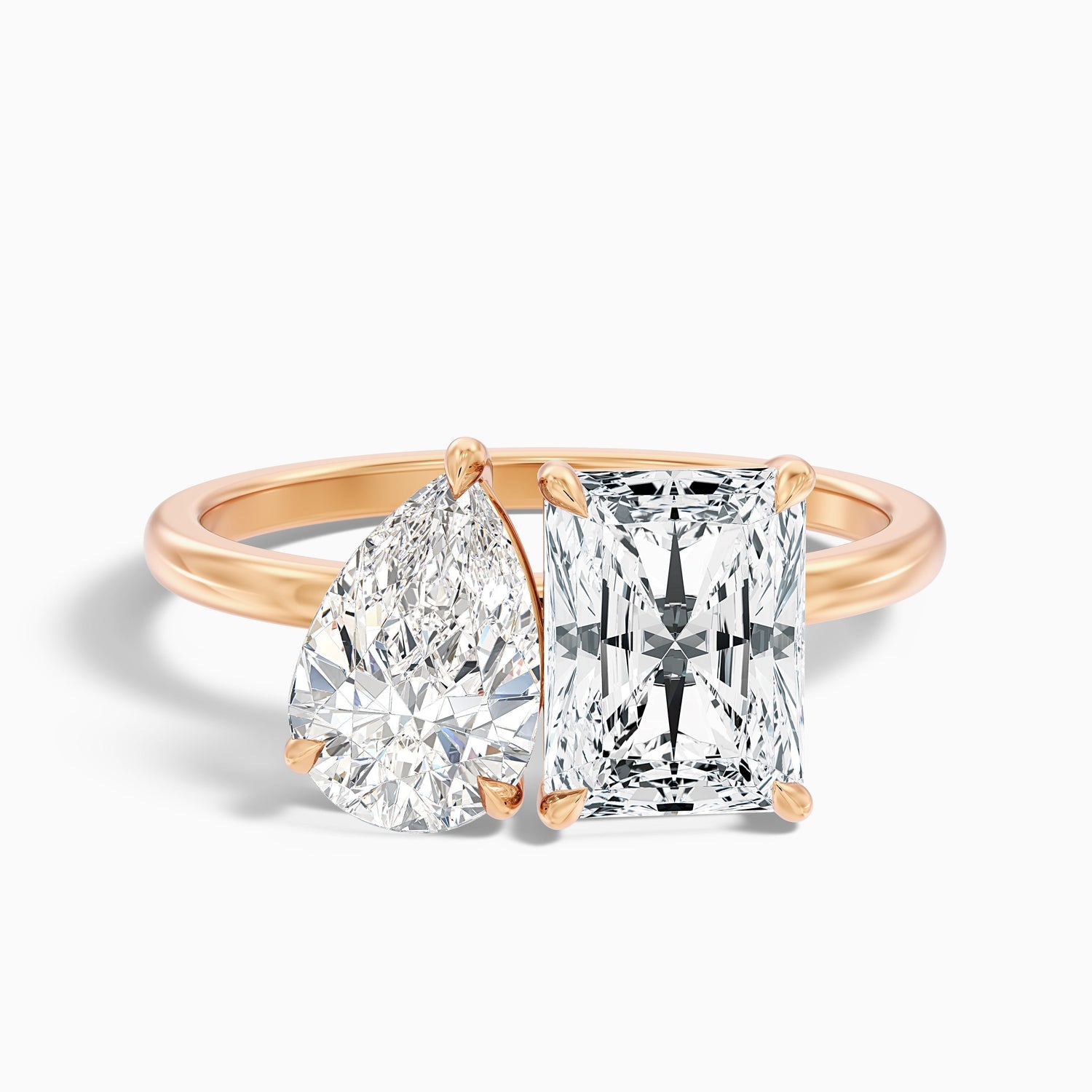 Wendy Toi Et Moi Ring in 10k White Gold With Pear and Radiant Two Stone Lab Grown Diamond (1.5 Ct. Tw.)
