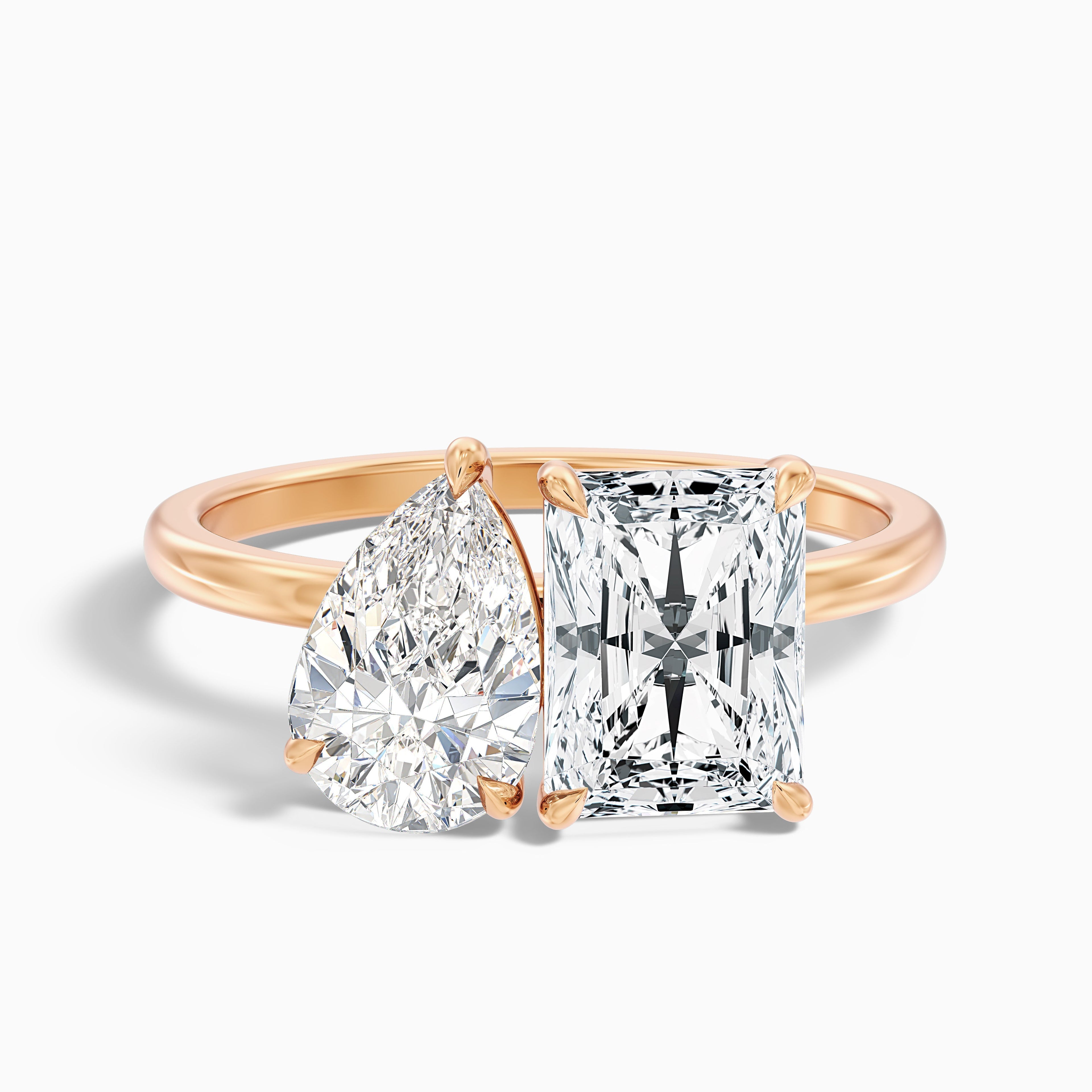Wendy Toi Et Moi Ring in 14k Yellow Gold With Pear and Radiant Two Stone Lab Grown Diamond (2.5 Ct. Tw.)