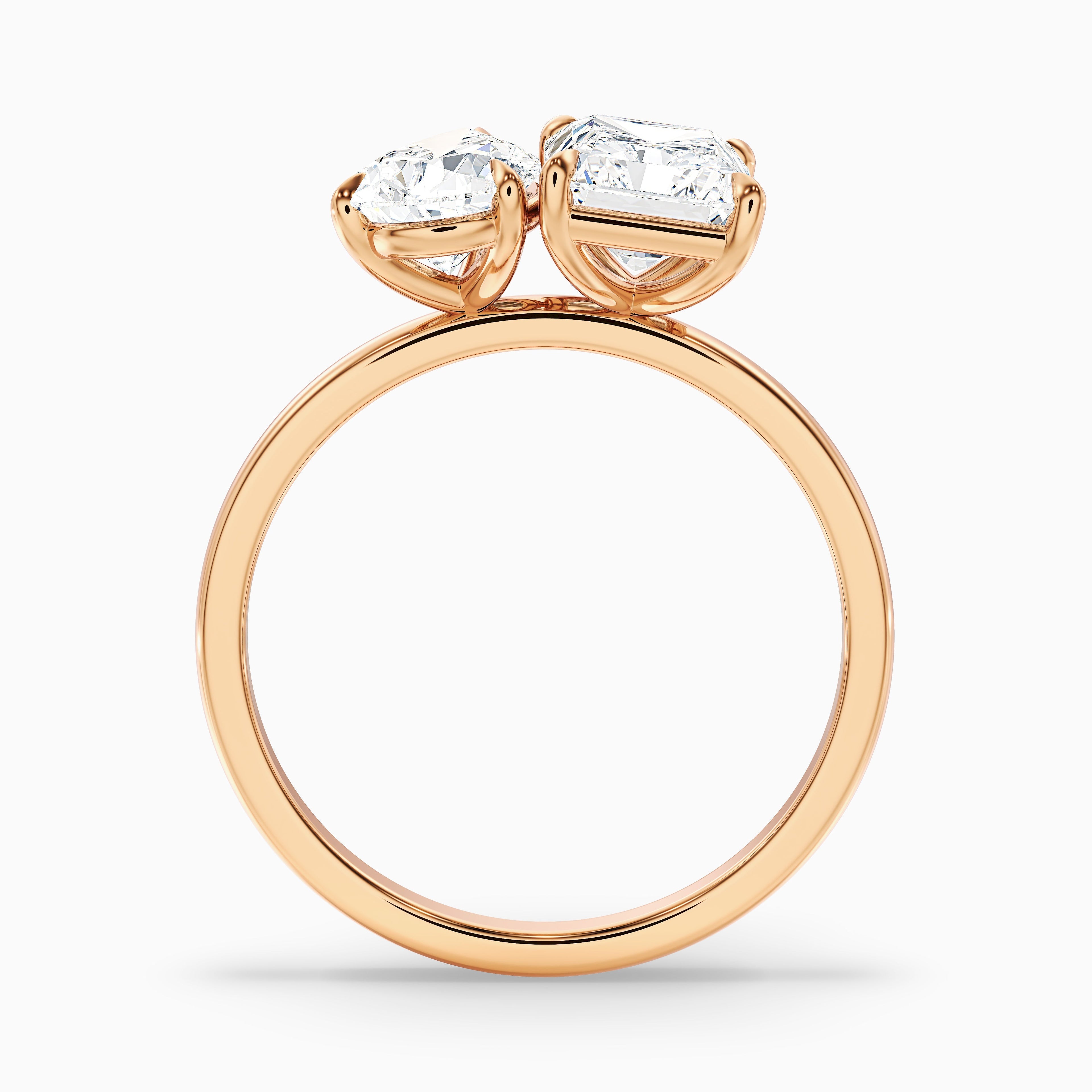 Wendy Toi Et Moi Ring in 18k Yellow Gold With Pear and Radiant Two Stone Moissanite Diamond (1.5 Ct. Tw.)