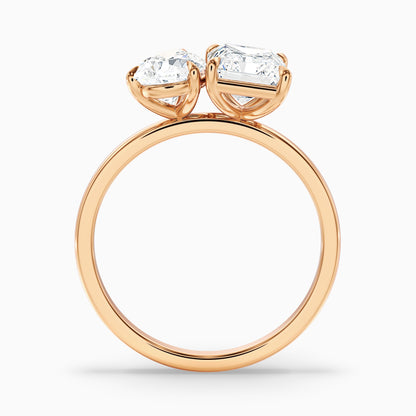 Wendy Toi Et Moi Ring in 925 Sterling Silver With Pear and Radiant Two Stone Lab Grown Diamond (2 Ct. Tw.)