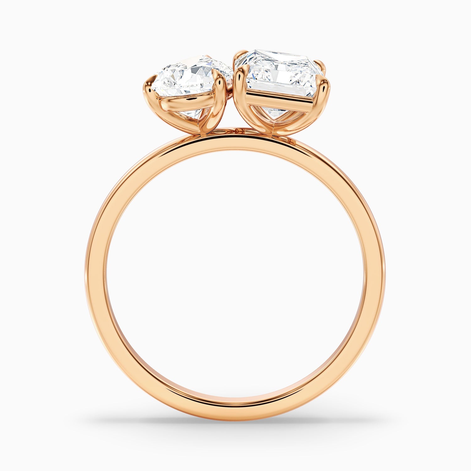 Wendy Toi Et Moi Ring in 925 Sterling Silver With Pear and Radiant Two Stone Moissanite Diamond (4 Ct. Tw.)