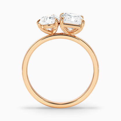 Wendy Toi Et Moi Ring in 10k Yellow Gold With Pear and Radiant Two Stone Moissanite Diamond (1.5 Ct. Tw.)