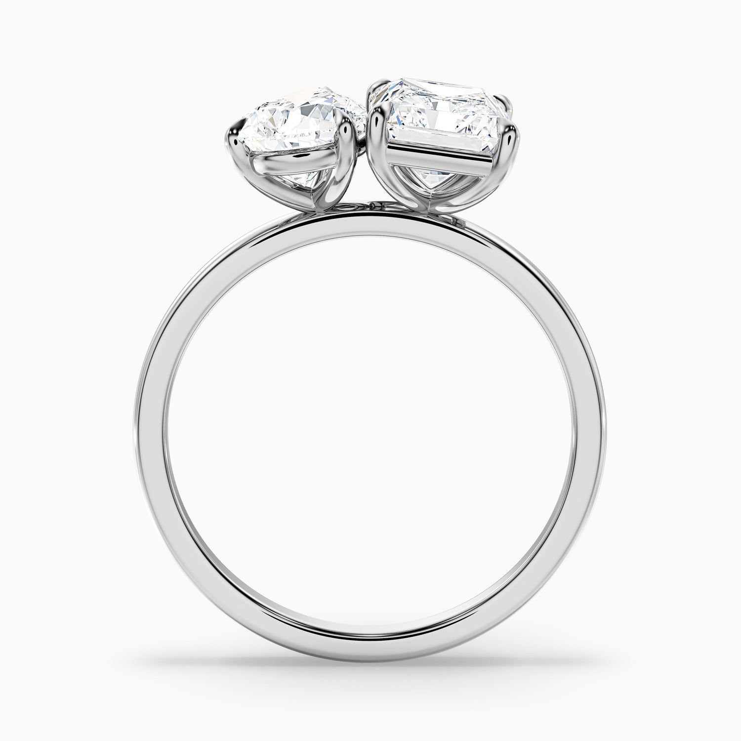 Wendy Toi Et Moi Ring in 18k Yellow Gold With Pear and Radiant Two Stone Moissanite Diamond (2 Ct. Tw.)