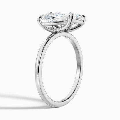 Wendy Toi Et Moi Ring in 925 Sterling Silver With Pear and Radiant Two Stone Lab Grown Diamond (3.5 Ct. Tw.)