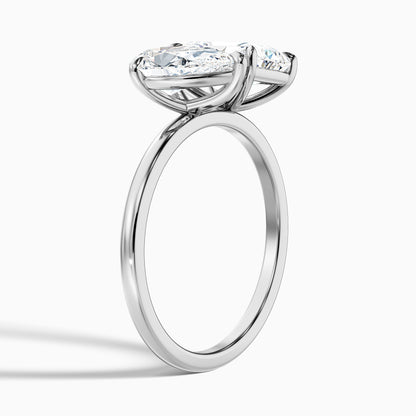 Wendy Toi Et Moi Ring in 18k Rose Gold With Pear and Radiant Two Stone Moissanite Diamond (4 Ct. Tw.)