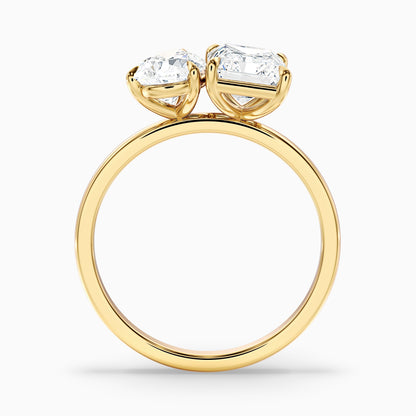 Wendy Toi Et Moi Ring in 925 Sterling Silver With Pear and Radiant Two Stone Lab Grown Diamond (1 Ct. Tw.)