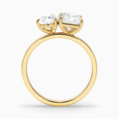 Wendy Toi Et Moi Ring in 10k Rose Gold With Pear and Radiant Two Stone Moissanite Diamond (3 Ct. Tw.)