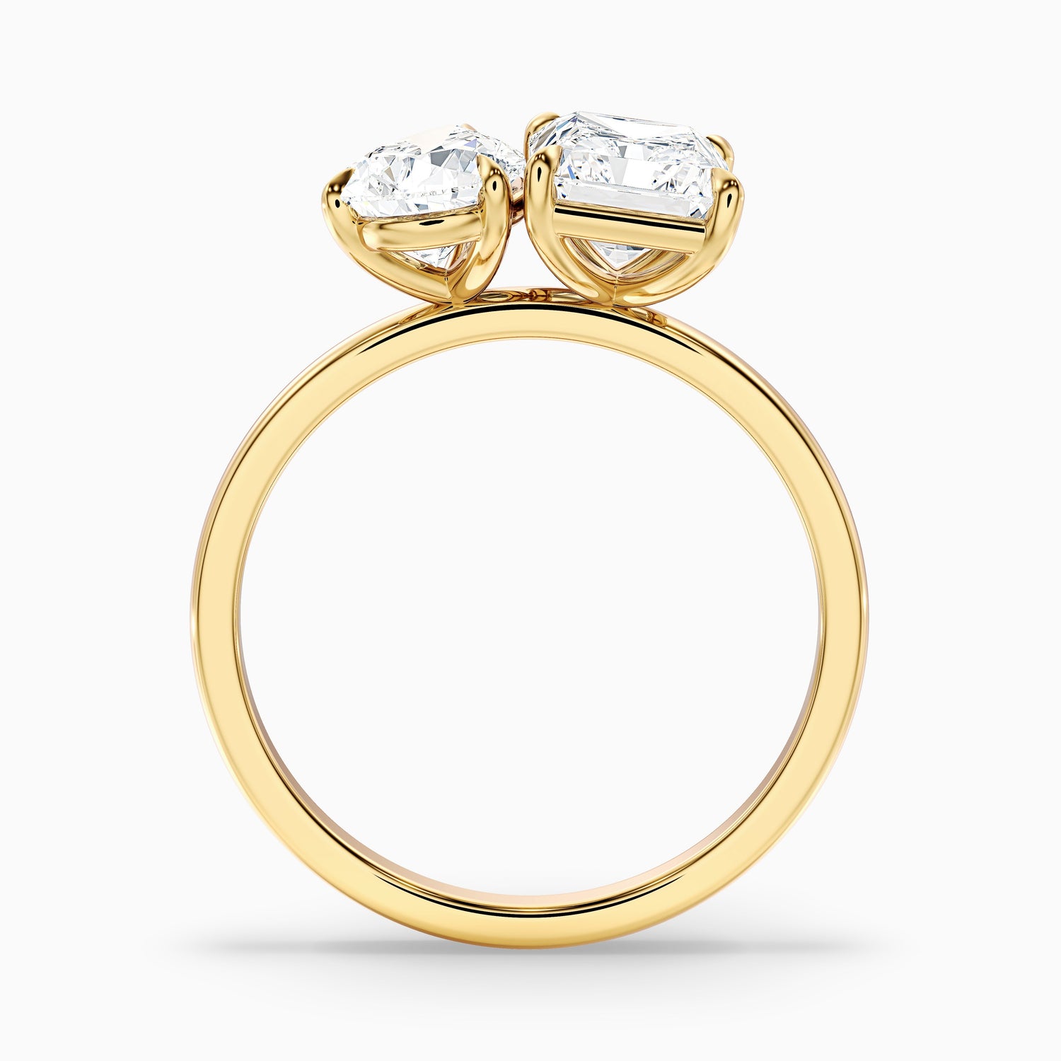 Wendy Toi Et Moi Ring in 18k Yellow Gold With Pear and Radiant Two Stone Lab Grown Diamond (1 Ct. Tw.)