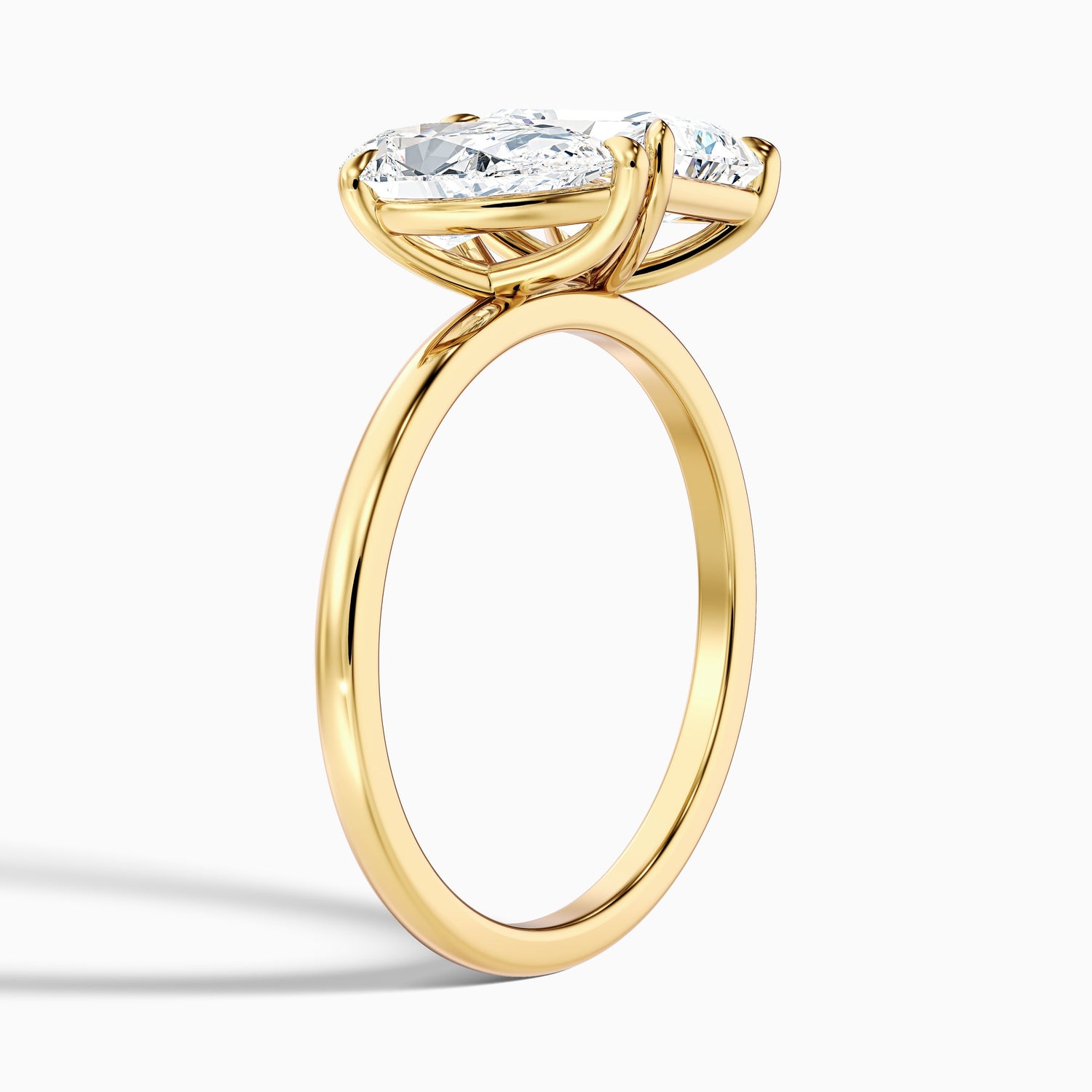 Wendy Toi Et Moi Ring in 14k Rose Gold With Pear and Radiant Two Stone Moissanite Diamond (1 Ct. Tw.)