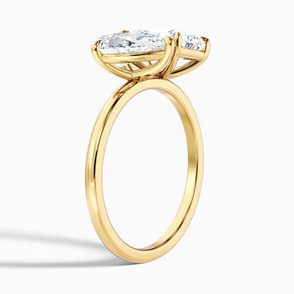 Wendy Toi Et Moi Ring in 18k Yellow Gold With Pear and Radiant Two Stone Moissanite Diamond (2 Ct. Tw.)