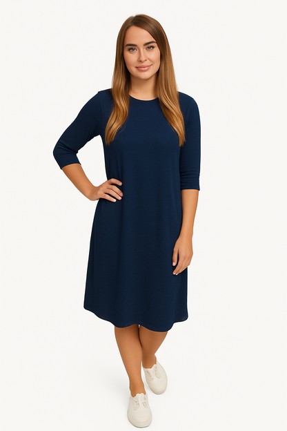 Classic Knee Length A-Line T-Shirt Dress by Kosher Casual USA