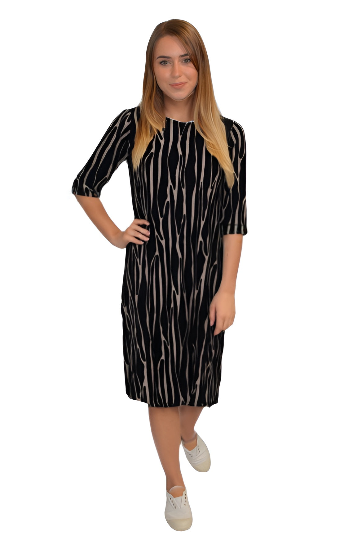 Classic Knee Length A-Line T-Shirt Dress by Kosher Casual USA