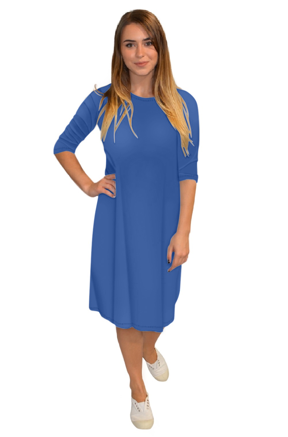 Classic Knee Length A-Line T-Shirt Dress by Kosher Casual USA