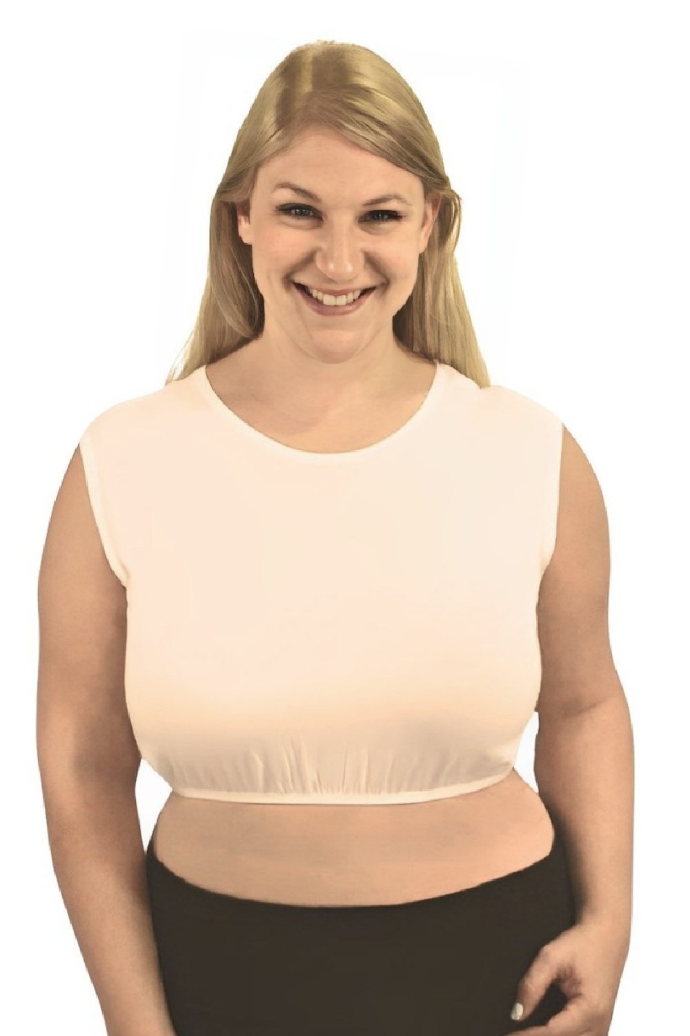Cropped Layering Tank with Full Shoulder Coverage and Jewel Neckline by Kosher Casual USA