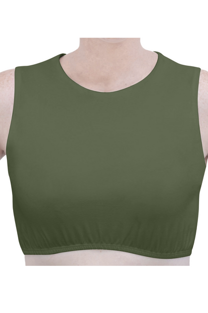 Cropped Layering Tank with Full Shoulder Coverage and Jewel Neckline by Kosher Casual USA