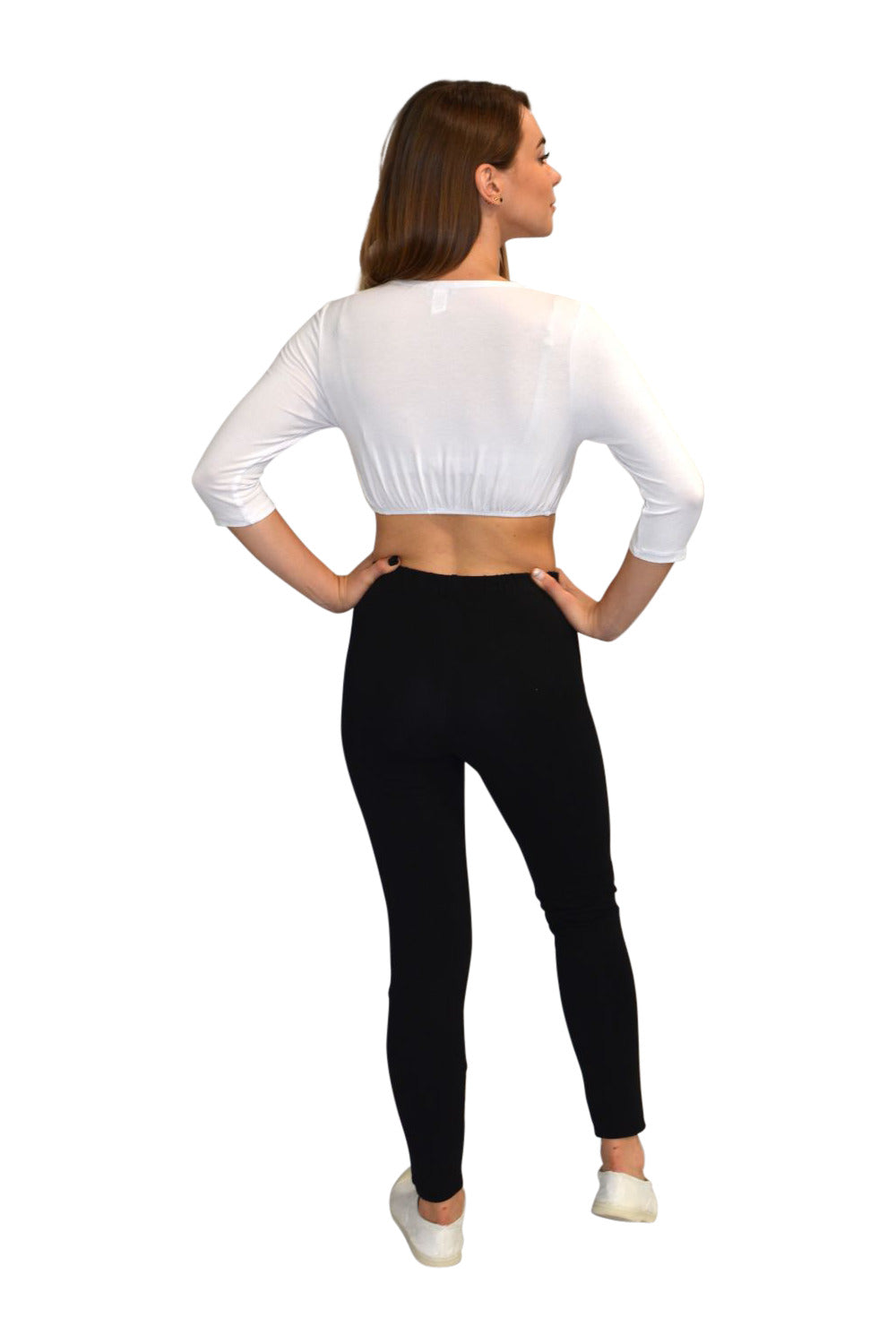 3/4 Sleeve Cropped Layering Shell in Viscose Spandex - Women&