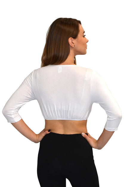 3/4 Sleeve Cropped Layering Shell in Viscose Spandex - Women&