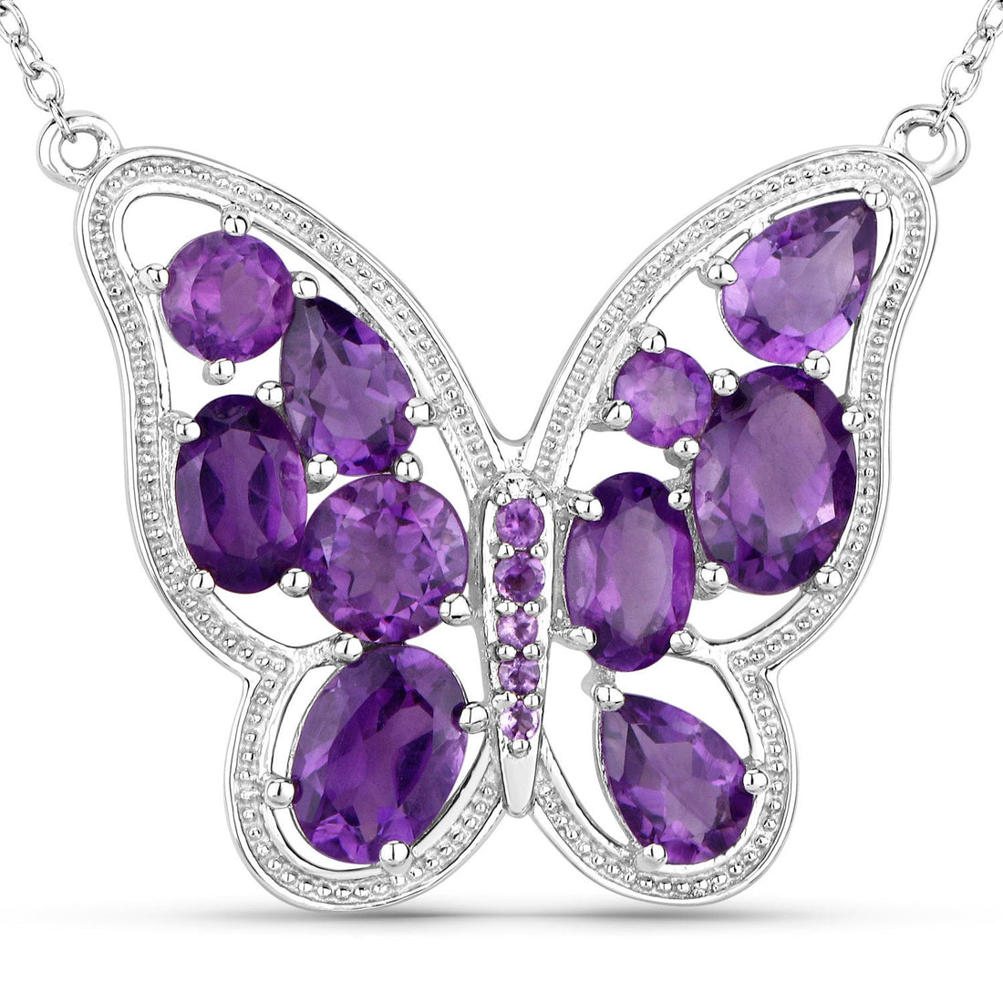 4.32 Carat Genuine Amethyst .925 Sterling Silver Necklace 