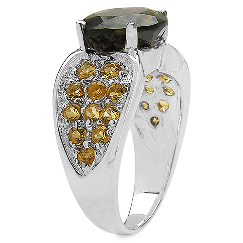 3.78 Carat Genuine Smoky Quartz &amp; Citrine .925 Sterling Silver Ring by Bids.com