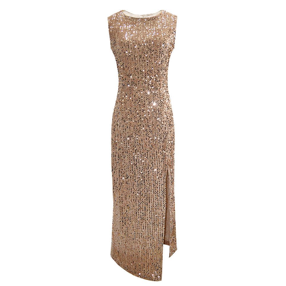 Women Clothing Sexy Solid Color Sequ Dress High Split by Ragazza