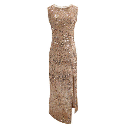 Women Clothing Sexy Solid Color Sequ Dress High Split by Ragazza