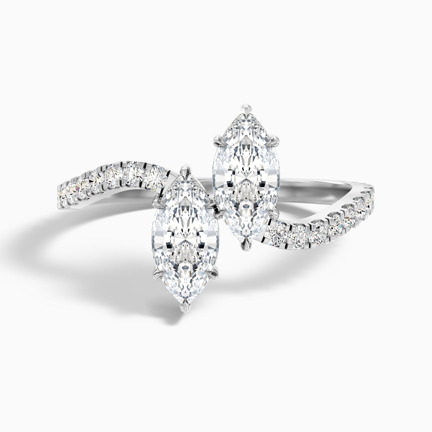 Caren Toi Et Moi Ring in 14k Rose Gold With Both Marquise Two Stone Moissanite Diamond (3.5 Ct. Tw.)