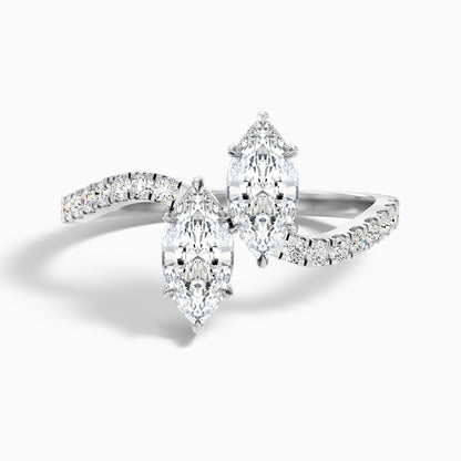 Caren Toi Et Moi Ring in 14k Rose Gold With Both Marquise Two Stone Moissanite Diamond (4.5 Ct. Tw.)