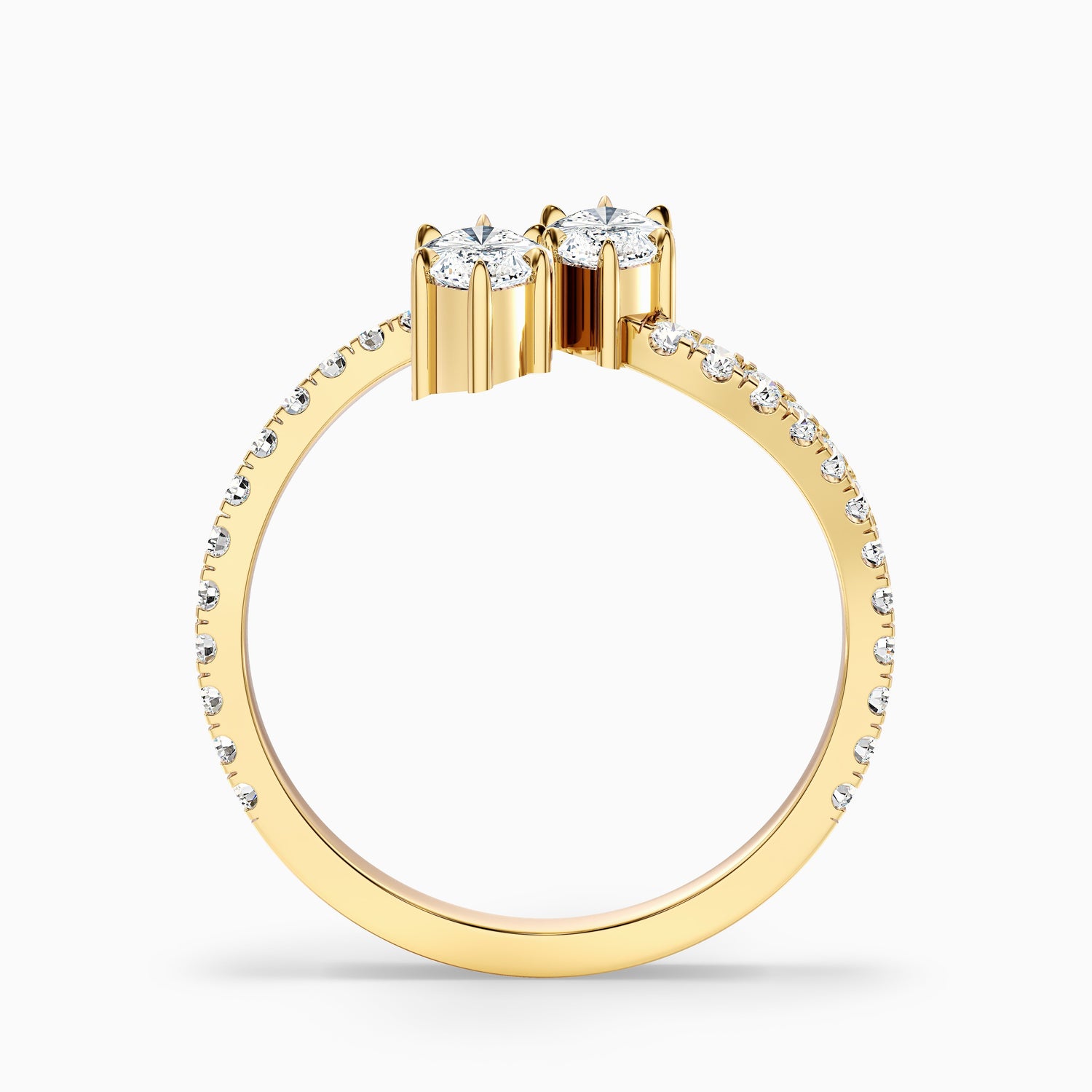 Caren Toi Et Moi Ring in 18k Yellow Gold With Both Marquise Two Stone Moissanite Diamond (4.5 Ct. Tw.)