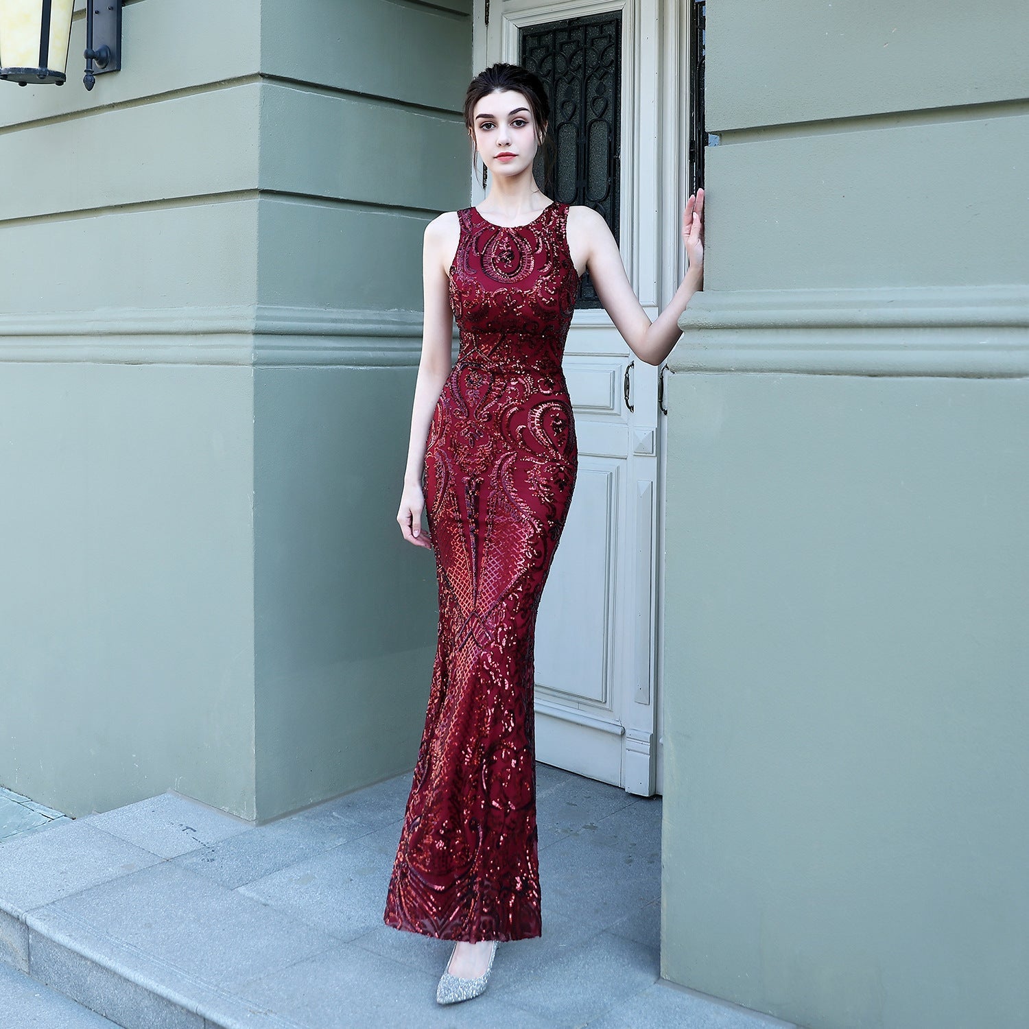 Sequined Fishtail Long Evening Dress Car Model Exhibition Performance Banquet Etiquette Dress by Ragazza
